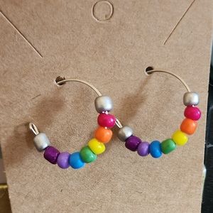 Free w/purchase Rainbow Beaded Hoop Earrings